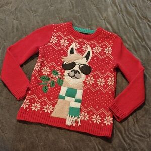 Kids Red Llama Sweater